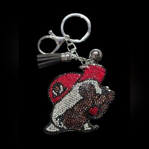 Buc-ee's Bag Charm Keychain with Red and Black Accents